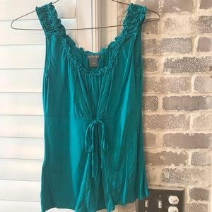 Ann Taylor Sleeveless Blue/Green Cotton Top